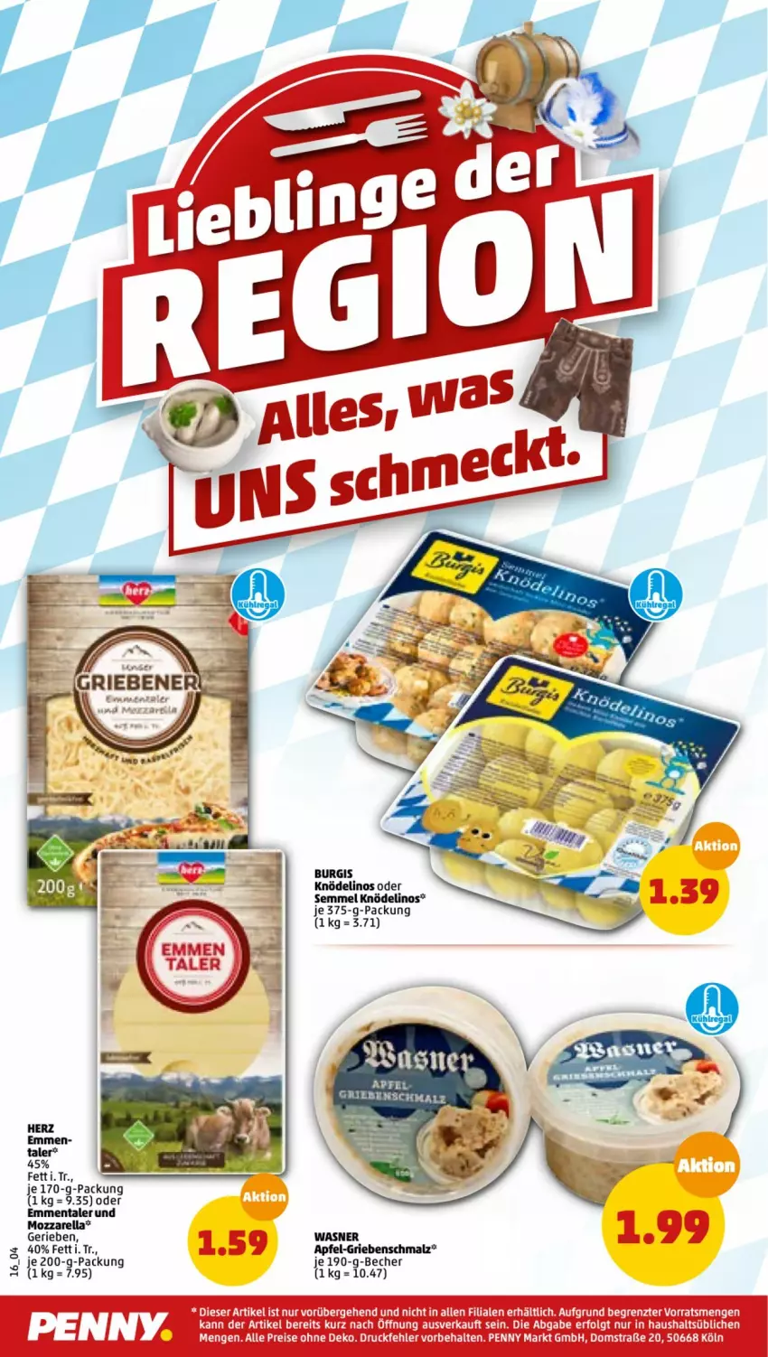 Aktueller Prospekt Penny - Prospekte - von 23.05 bis 28.05.2022 - strona 18 - produkty: apfel, Becher, eis, emmentaler, Knödel, LG, malz, mozzarella, reis, rel, Schmalz, Semmel, Ti, ZTE