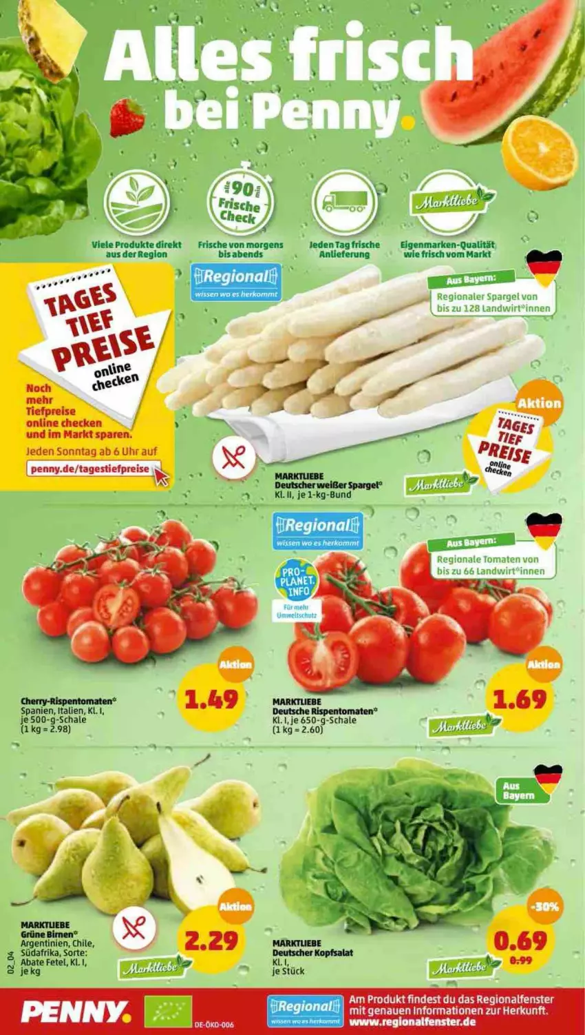 Aktueller Prospekt Penny - Prospekte - von 23.05 bis 28.05.2022 - strona 2 - produkty: Birnen, eis, fenster, reis, rispentomaten, Schal, Schale, spargel, Ti, tiefpreis, tisch, tomate, tomaten, uhr