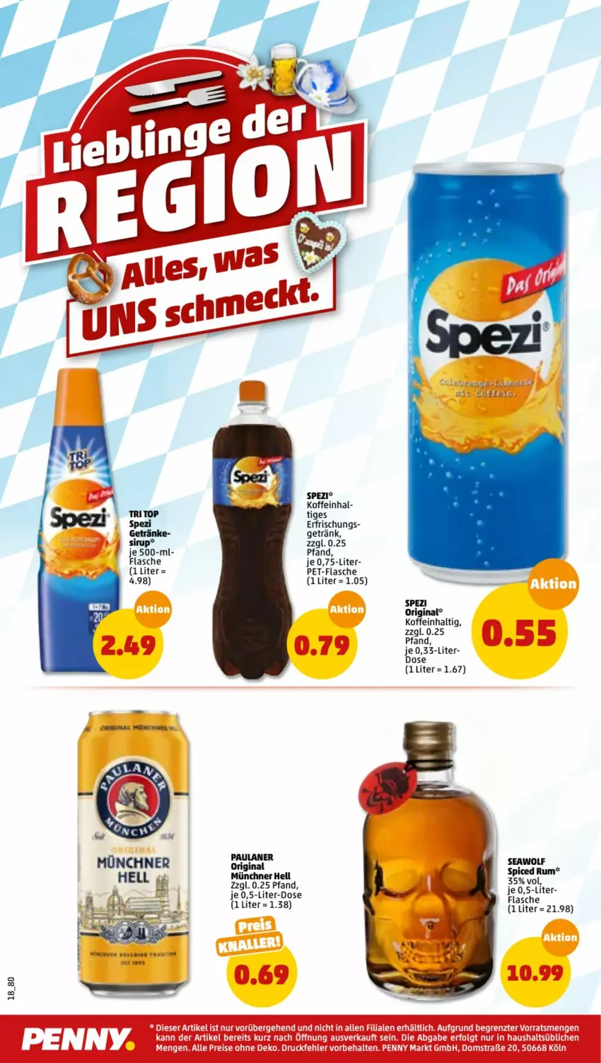 Aktueller Prospekt Penny - Prospekte - von 23.05 bis 28.05.2022 - strona 20 - produkty: flasche, getränk, getränke, gin, Paula, paulaner, pet-flasche, rum, Spezi, Ti