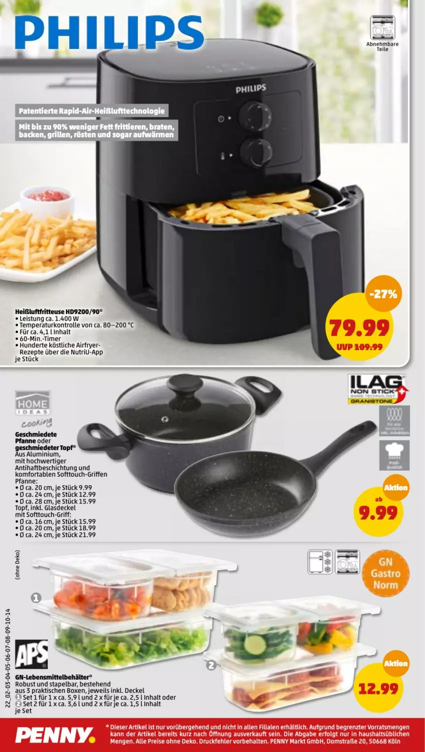 Aktueller Prospekt Penny - Prospekte - von 23.05 bis 28.05.2022 - strona 26 - produkty: Airfryer, Behälter, decke, Deckel, eis, fritteuse, Glasdeckel, Heißluftfritteuse, lebensmittel, pfanne, rezept, rezepte, Ti, timer, tisch, topf