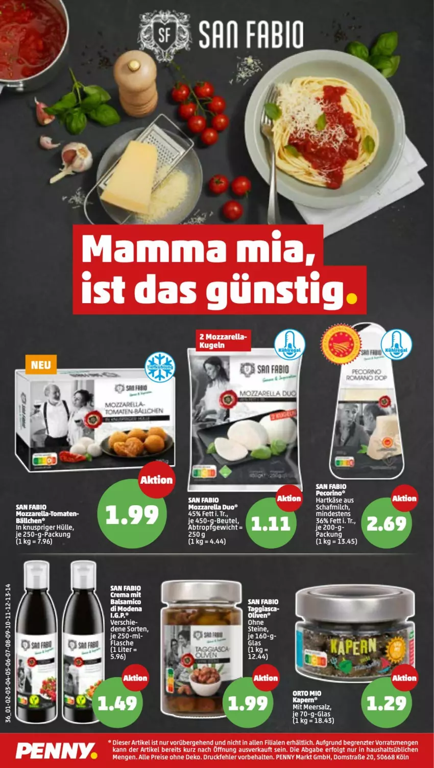 Aktueller Prospekt Penny - Prospekte - von 23.05 bis 28.05.2022 - strona 38 - produkty: balsam, balsamico, bio, eis, flasche, hartkäse, je 250-g-packung, Käse, LG, meersalz, milch, mozzarella, reis, rel, salz, Ti, ZTE