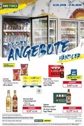 Gazetka promocyjna Metro - Wochen-Angebote Händler - Gazetka - ważna od 17.01 do 17.01.2026 - strona 1 - produkty: abholpreise, angebot, angebote, beutel, chips, coca-cola, cola, coupon, crunchips, eis, flasche, getränk, getränke, Havana Club, ilag, lorenz, lorenz crunchips, Metro, Palette, Rauch, reis, rwe, Spaten, Ti, tiefpreis