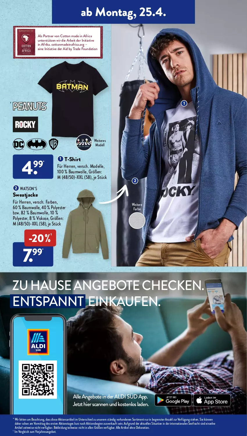 Aktueller Prospekt AldiSud - ALDI Aktuell - von 25.04 bis 30.04.2022 - strona 19 - produkty: aldi, alle artikel ohne dekoration, angebot, angebote, Bau, baumwolle, dekoration, dell, eis, elle, gin, Jacke, kleid, Kleidung, Mode, rel, resa, shirt, sweatjacke, T-Shirt, Ti, wolle, ZTE