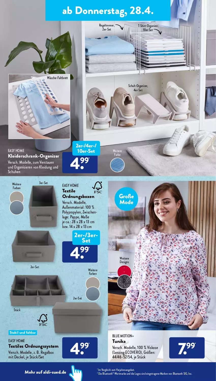 Aktueller Prospekt AldiSud - ALDI Aktuell - von 25.04 bis 30.04.2022 - strona 32 - produkty: aldi, angebot, decke, Deckel, dell, ecovero, elle, kleid, kleider, kleiderschrank, Kleidung, lenzing, Mode, regal, resa, Ria, Schrank, schuhe, shirt, T-Shirt, Ti, tunika