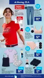 Gazetka promocyjna AldiSud - ALDI Aktuell - Gazetka - ważna od 30.04 do 30.04.2022 - strona 18 - produkty: aldi, Bau, baumwolle, dell, eis, elle, jeans, Mode, Pyjama, reis, rel, shirt, slip, sneaker, socken, Stretchjeans, T-Shirt, Ti, wolle