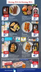 Gazetka promocyjna AldiSud - ALDI Aktuell - Gazetka - ważna od 30.04 do 30.04.2022 - strona 4 - produkty: aldi, alle artikel ohne dekoration, bratwurst, brustfilet, burger, Croissant, dekoration, Donut, eis, elle, filet, finesse, fleisch, Fleischspieße, geschnetzeltes, grill, hähnchenbrust, hähnchenbrustfilet, lamm, Lammfleisch, medaillons, paprika, reis, rind, schwein, teller, Ti, tisch, wein, wurst, Zelt, zitrone, ZTE