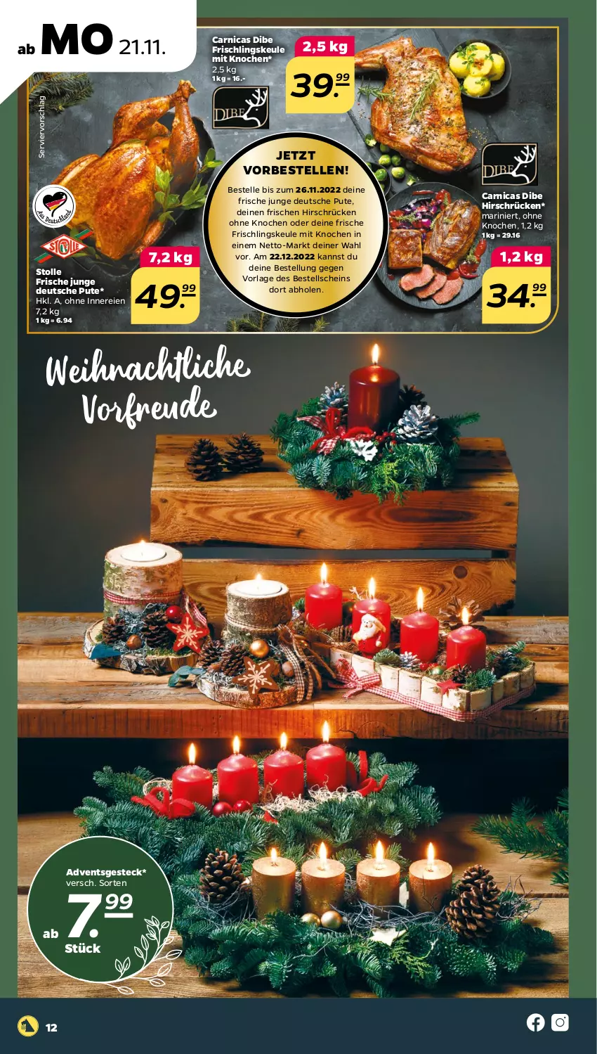 Aktueller Prospekt Netto - Woche 47 - von 21.11 bis 26.11.2022 - strona 12 - produkty: Arnica, elle, frischli, pute