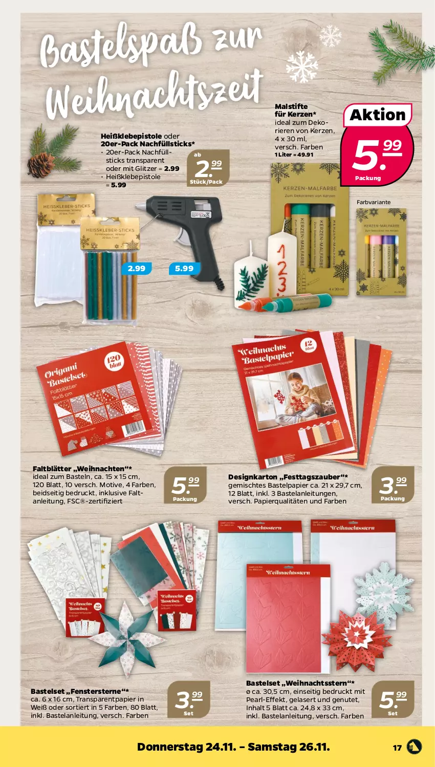 Aktueller Prospekt Netto - Woche 47 - von 21.11 bis 26.11.2022 - strona 17 - produkty: Elan, fenster, Heißklebepistole, kerze, papier, Ria, stifte, Ti, weihnachten, Weihnachtsstern