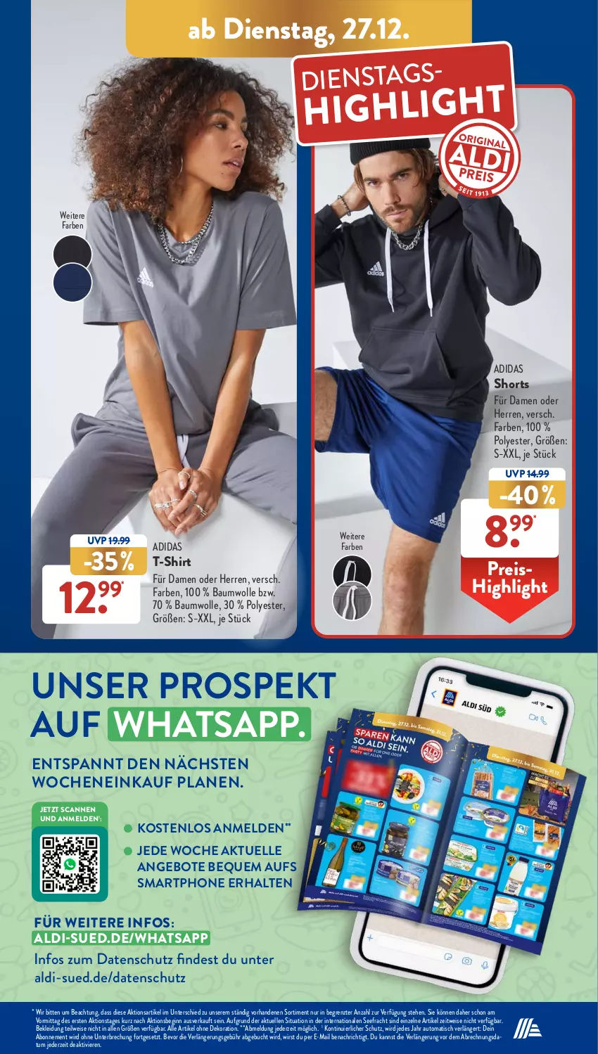 Aktueller Prospekt AldiSud - IN ZWEI WOCHEN - von 27.12 bis 31.12.2022 - strona 21 - produkty: Adidas, aldi, alle artikel ohne dekoration, angebot, angebote, auto, Bau, baumwolle, buch, dekoration, eis, elle, gin, kleid, Kleidung, reis, shirt, shorts, smartphone, T-Shirt, Ti, tisch, wolle, ZTE