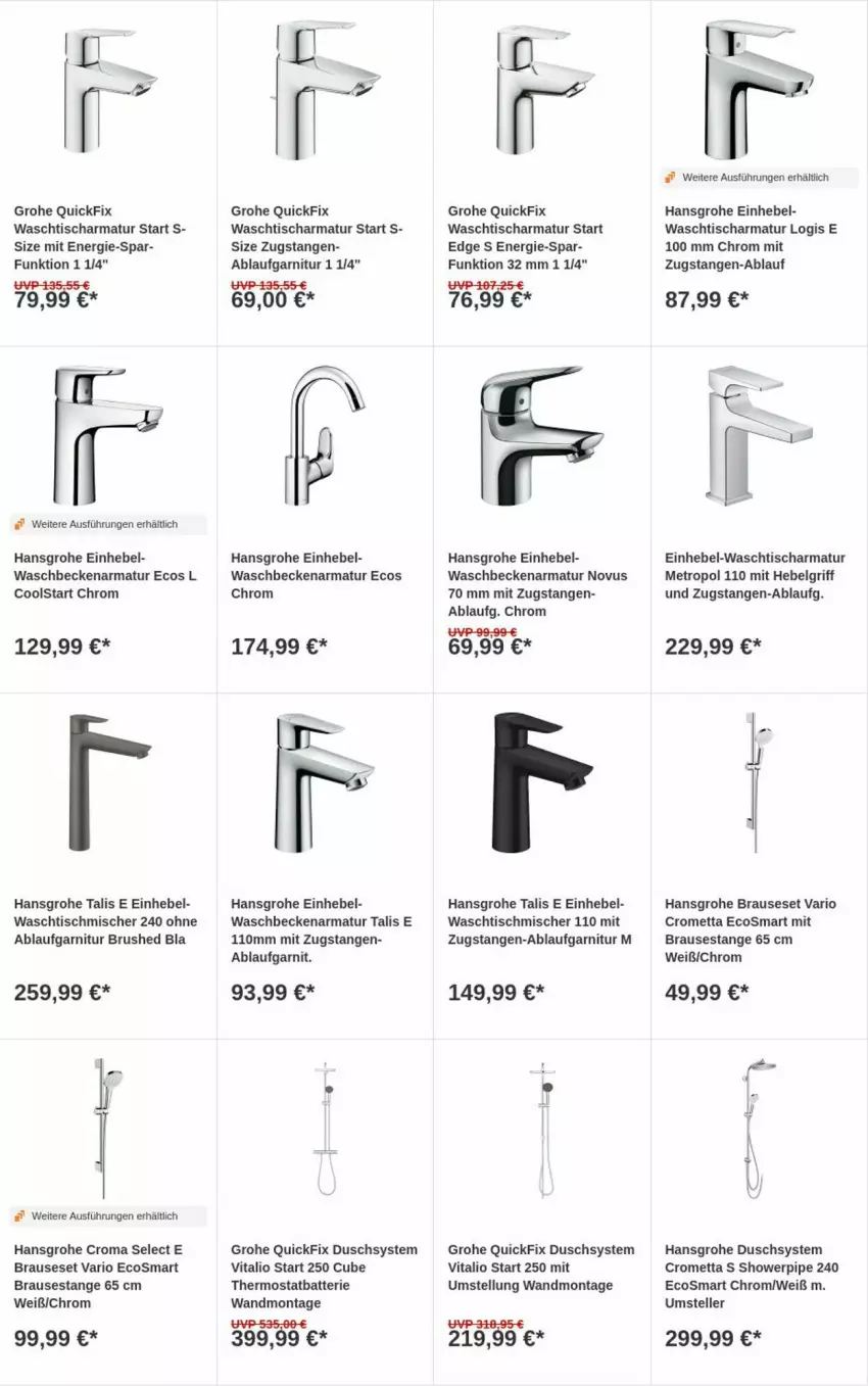 Aktueller Prospekt Obi - Prospekte - von 24.12.2025 bis 01.01.2026 - strona 6 - produkty: armatur, batterie, brause, elle, garnitur, grohe, hansgrohe, LG, Metro, Mett, ohne waschbecken, teller, thermostat, Ti, tisch, vita, waschbecken, waschtisch, waschtischarmatur