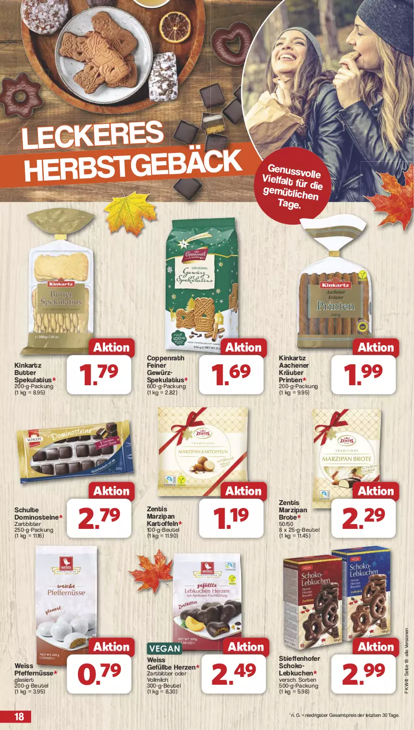 Aktueller Prospekt Famila - Prospekte - von 07.10 bis 12.10.2024 - strona 18 - produkty: beutel, brot, butter, coppenrath, Dominosteine, eis, gewürz, kartoffel, kartoffeln, kräuter, kuchen, Lebkuchen, marzipan, milch, nuss, pfeffer, reis, schoko, Ti, vollmilch, zentis, ZTE