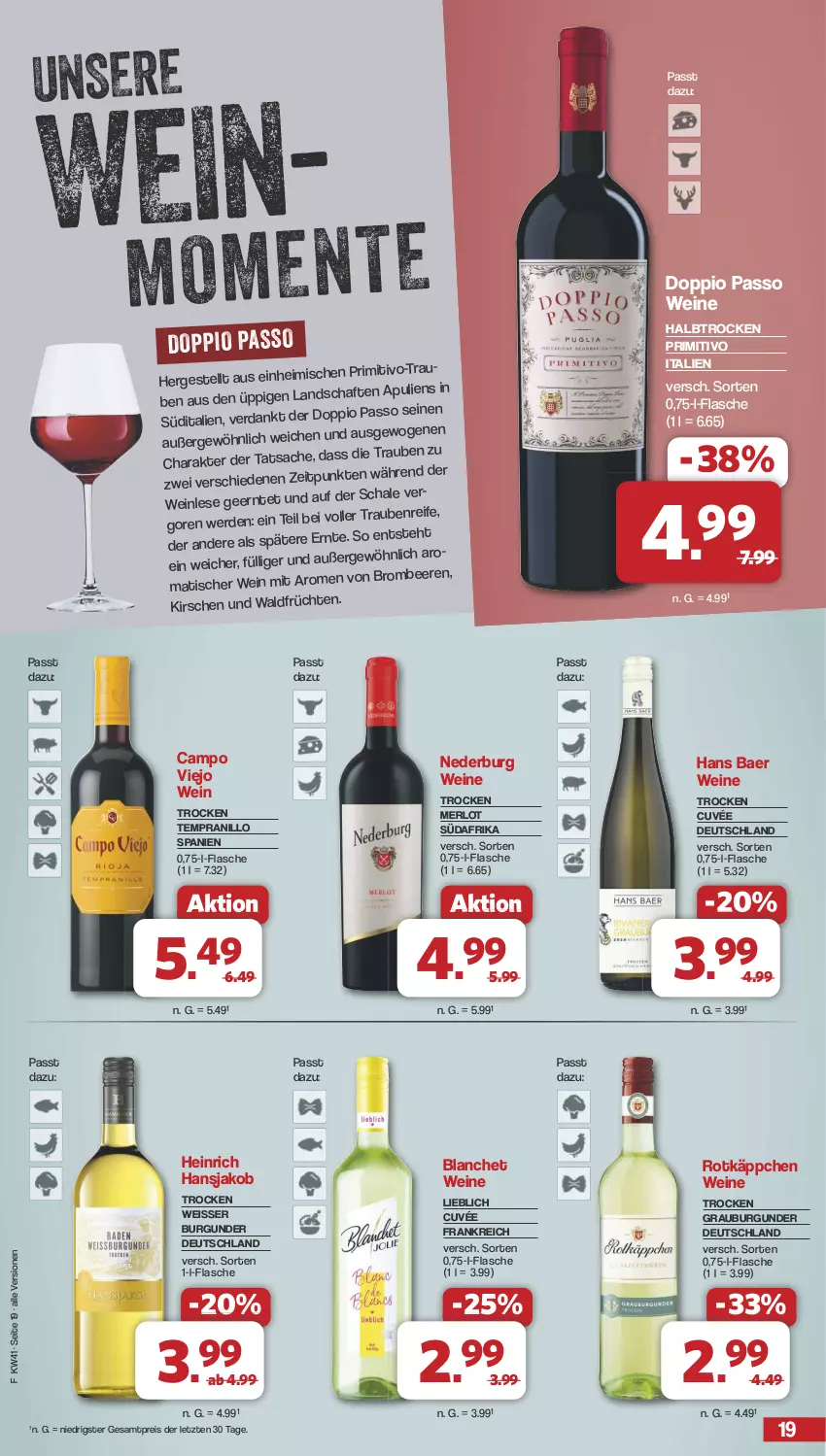 Aktueller Prospekt Famila - Prospekte - von 07.10 bis 12.10.2024 - strona 19 - produkty: beere, beeren, brombeere, brombeeren, burgunder, campo viejo, cuvée, doppio passo, eis, erde, flasche, früchte, früchten, grauburgunder, jako, kirsch, kirsche, kirschen, merl, merlot, nederburg, passo, primitivo, reis, rotkäppchen, rwe, sac, Schal, Schale, tempranillo, Ti, tisch, trauben, wein, weine, ZTE