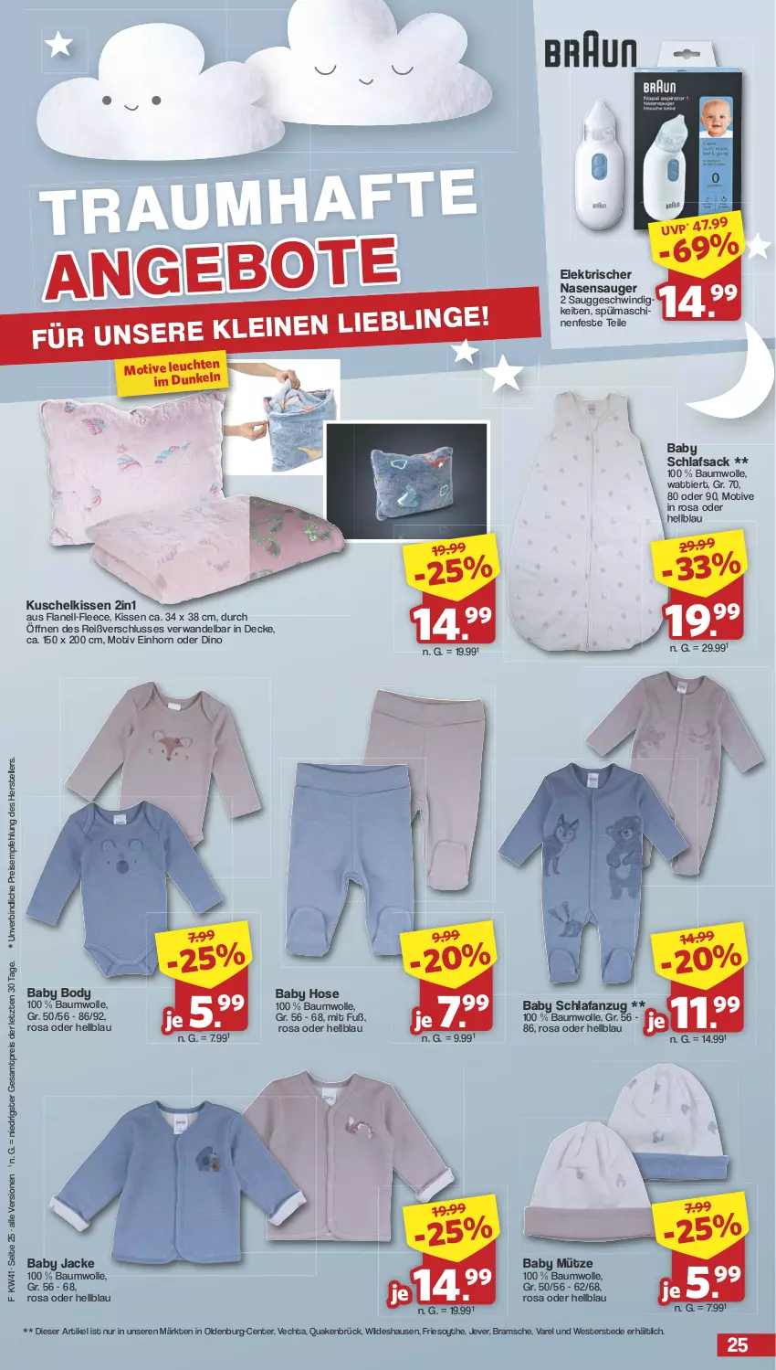 Aktueller Prospekt Famila - Prospekte - von 07.10 bis 12.10.2024 - strona 25 - produkty: Anzug, Bau, baumwolle, body, decke, eis, elle, ente, hose, Jacke, jever, kissen, Mütze, reis, rel, sac, Schlafanzug, schlafsack, spülmaschinen, teller, Ti, Weste, Wild, wolle, ZTE