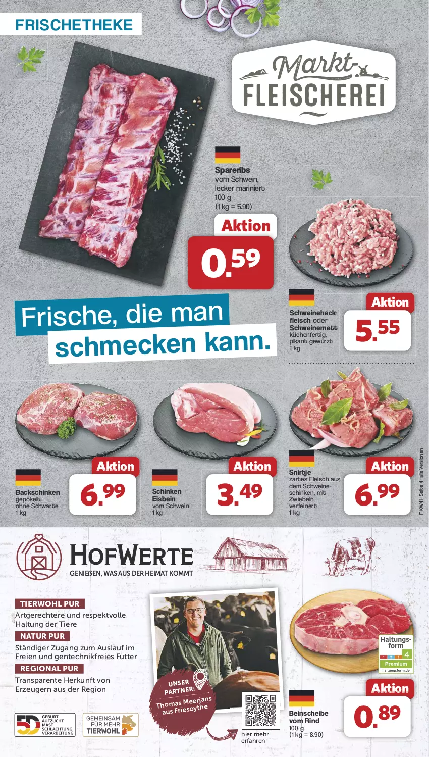 Aktueller Prospekt Famila - Prospekte - von 07.10 bis 12.10.2024 - strona 4 - produkty: eis, ente, fleisch, gewürz, hackfleisch, küche, Küchen, Mett, mit zwiebeln, natur, rind, schinken, schwein, schweine, Schweinehackfleisch, schweinemett, spareribs, Ti, Tiere, wein, weine, zwiebel, zwiebeln