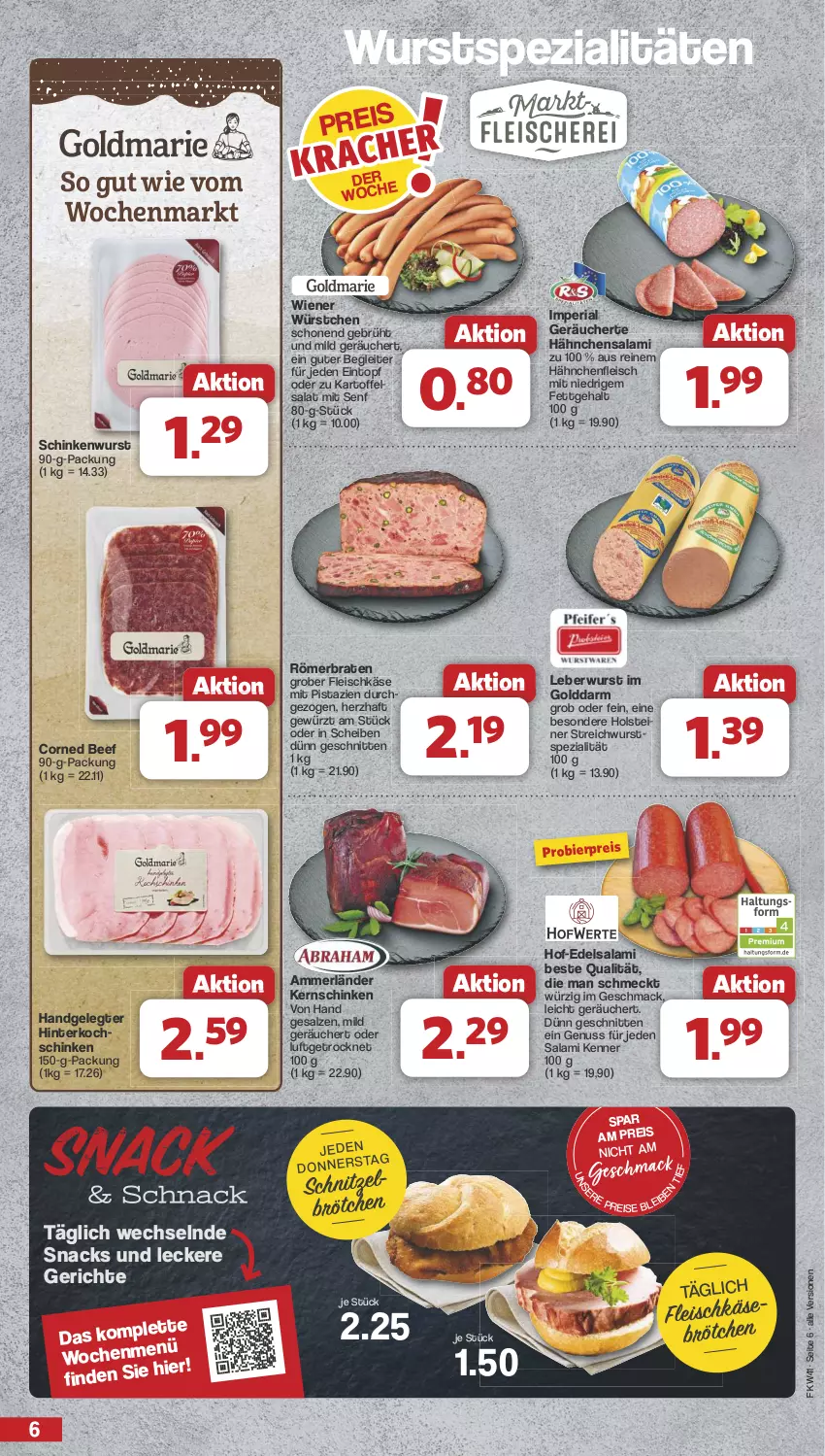 Aktueller Prospekt Famila - Prospekte - von 07.10 bis 12.10.2024 - strona 6 - produkty: ammerländer, beef, bier, braten, brötchen, corned beef, Edelsalami, eintopf, eis, fleisch, fleischkäse, gewürz, Hähnchenfleisch, hinterkochschinken, kartoffel, kartoffelsalat, Käse, kernschinken, kochschinken, leberwurst, mac, merl, mit pistazien, nuss, pistazien, reis, Ria, salami, salat, salz, schinken, schinkenwurst, schnitten, schnitzel, senf, snack, snacks, Spezi, Ti, topf, wiener, wiener würstchen, wurst, würstchen