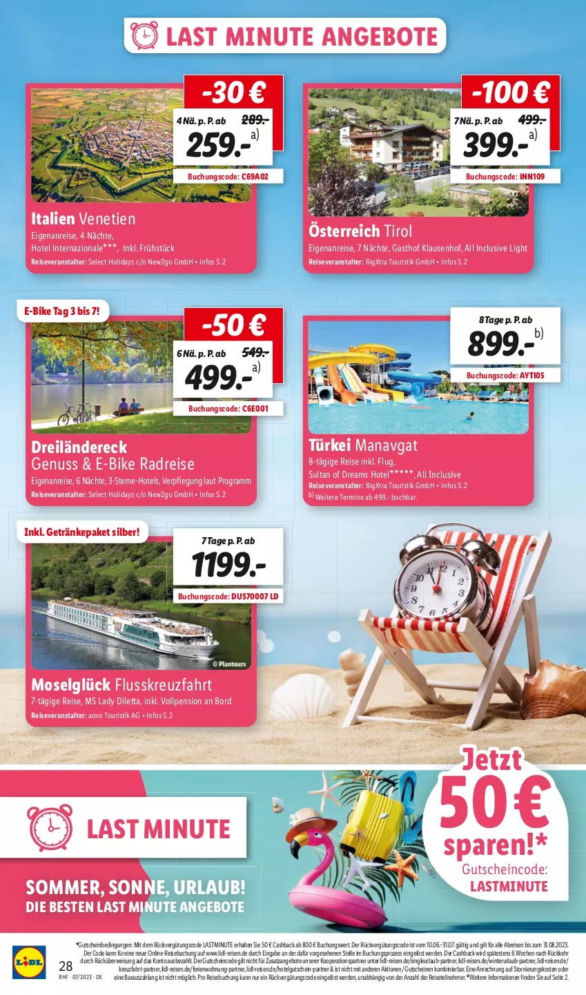 Aktueller Prospekt Lidl - Juli Reise-Highlights - von 28.06 bis 31.07.2023 - strona 28 - produkty: angebot, angebote, Brei, buch, E-Bike, eis, elle, erde, getränk, getränke, gsw, gutschein, gutscheine, LG, nuss, reis, reiseveranstalter, rwe, Ti, usb