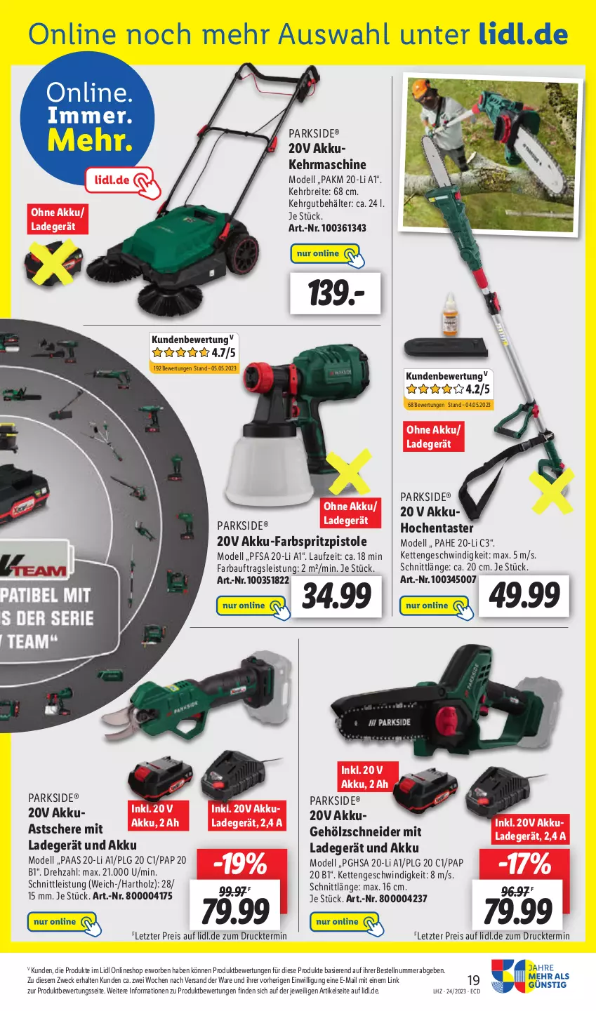 Aktueller Prospekt Lidl - Aktionsprospekt - von 12.06 bis 17.06.2023 - strona 21 - produkty: ACC, accessoires, akku, auer, auto, batterie, Bau, Behälter, bio, Brei, bürste, bürsten, Cap, dell, drucker, eis, elle, erde, fisch, fische, Garten, Germ, heckenschere, Holz, Kette, kraft, Kraut, ladegerät, LG, messer, Mode, nivea, Parkside, rasen, rasentrimmer, Rauch, reis, rum, rwe, säge, Schere, Spezi, teller, Ti, tisch, torte, weck, werkzeug, ZTE