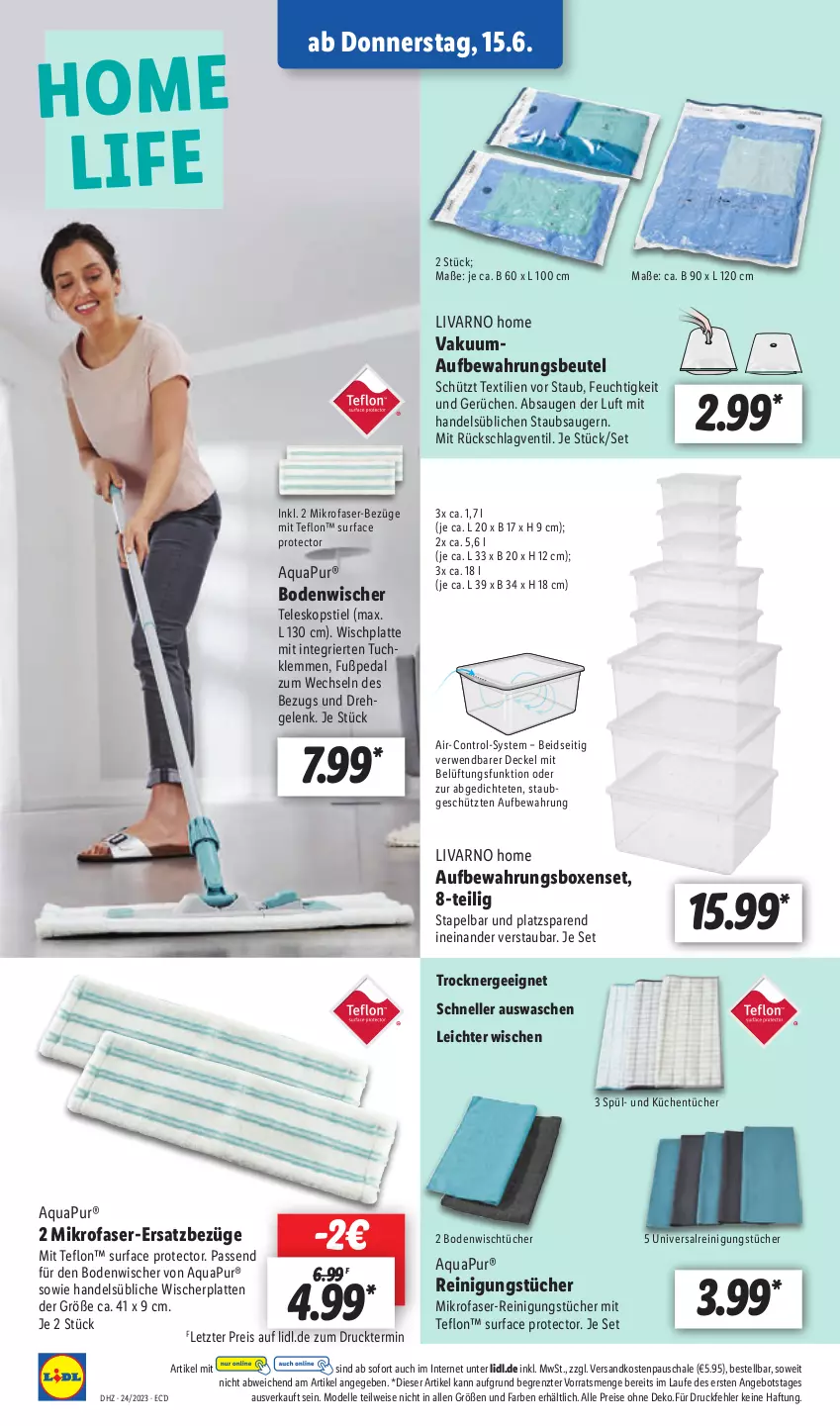 Aktueller Prospekt Lidl - Aktionsprospekt - von 12.06 bis 17.06.2023 - strona 28 - produkty: angebot, aqua, AquaPur, aufbewahrungsbox, beutel, bodenwischer, decke, Deckel, dell, eis, elle, Ergee, HP, küche, Küchen, küchentücher, latte, mikrofaser, Mode, ndk, Reinigung, reinigungstücher, reis, rwe, Schal, Schale, staubsauger, Surf, Teleskop, teleskopstiel, Ti, Trockner, tuc, tücher, ZTE