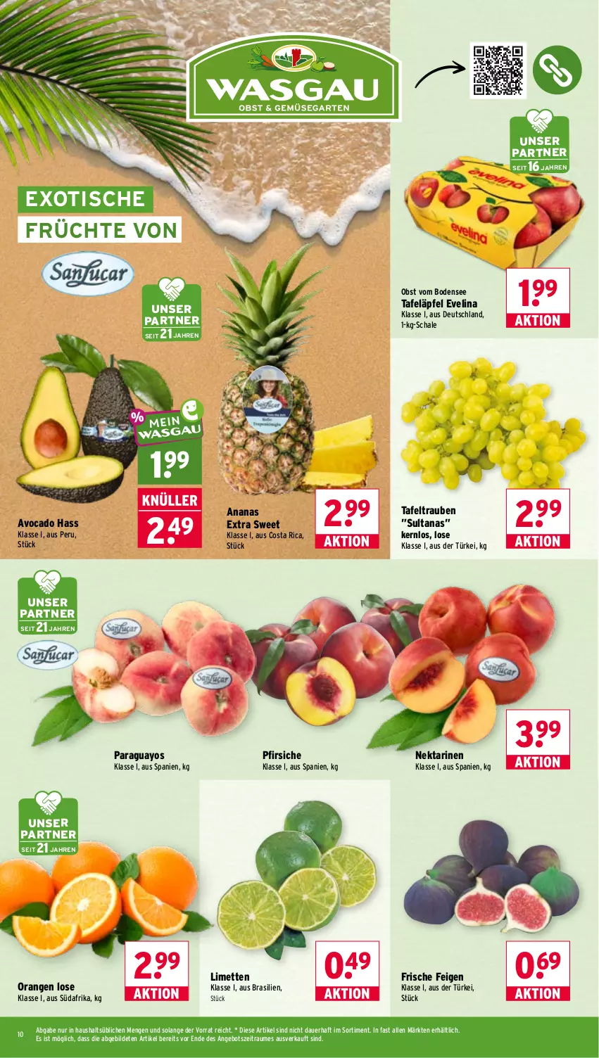 Aktueller Prospekt Wasgau - von 31.08 bis 05.09.2026 - strona 10 - produkty: ananas, angebot, auer, avocado, Feigen, früchte, limette, limetten, Mett, metten, Nektar, nektarinen, obst, orange, orangen, paraguayos, pfirsich, pfirsiche, Schal, Schale, tafeläpfel, tafeltrauben, Ti, tisch, trauben, Yo