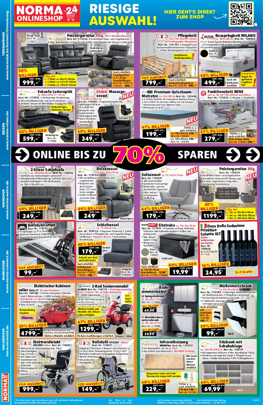 Aktueller Prospekt Norma - Norma - von 04.01 bis 19.01.2025 - strona 2 - produkty: akku, angebot, armlehnen, aufbewahrungsbox, Bad, bamboo, Bank, batterie, Bau, Beckenunterschrank, bett, bettkasten, boxspringbett, braun, bürste, bürsten, Couch, dell, eckschrank, eimer, eis, Elektro, elle, ente, erde, federkern, flasche, garnitur, gefu, hocker, Jura, kissen, koffer, kunstleder grau, leimer, leine, LG, Liege, matratze, medizinprodukt, mehrzweckschrank, möbel, Mode, natur, naturstein, ndk, primitivo, reis, rel, relaxsessel, Ria, ring, Roller, rückenlehne, rwe, Schaummatratze, schlafsofa, Schrank, schubladen, sessel, sitzkissen, Sofa, spiegel, spiegelschrank, stuhl, Tasche, taschen, taschenfederkern-matratze, thermostat, Ti, tiernahrung, tisch, topper, unterschrank, waschbecken, waschbeckenunterschrank, weck, wein, weine, weinshop