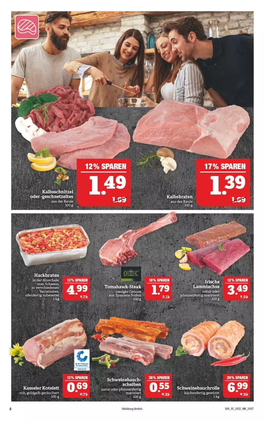 Aktueller Prospekt Marktkauf - Prospekt - von 30.01 bis 05.02.2022 - strona 12 - produkty: Bau, braten, geschnetzeltes, kalbsschnitzel, kasseler, kotelett, küche, Küchen, natur, nuss, Ofen, pfanne, pfannen, Ria, schnitzel, schwein, schweine, Schweinebauch, steak, Ti, wein, weine, Zelt