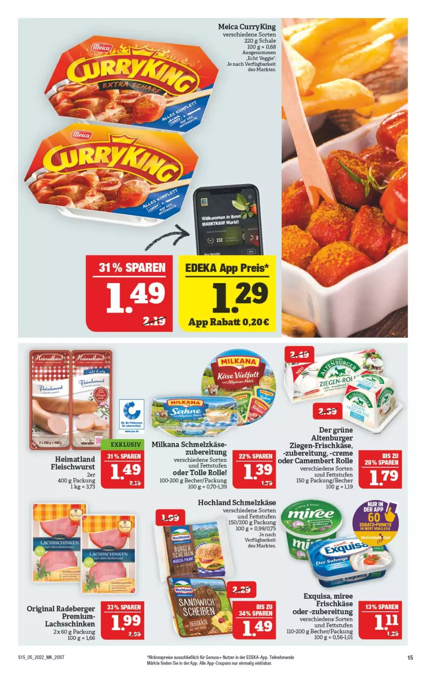 Aktueller Prospekt Marktkauf - Prospekt - von 30.01 bis 05.02.2022 - strona 19 - produkty: aktionspreis, altenburger, Becher, Berger, burger, camembert, coupon, coupons, creme, curry, deka, eis, exquisa, fleisch, fleischwurst, frischkäse, gin, hochland, Käse, lachs, lachsschinken, meica, milka, milkana, miree, nuss, radeberger, reis, Schal, Schale, schinken, Schmelzkäse, Ti, veggie, wurst