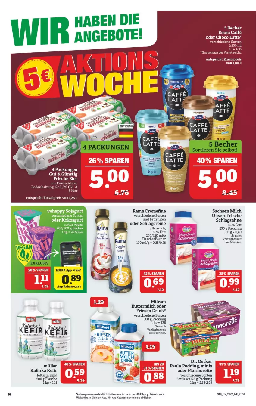 Aktueller Prospekt Marktkauf - Prospekt - von 30.01 bis 05.02.2022 - strona 20 - produkty: aktionspreis, Becher, butter, buttermilch, coupon, coupons, creme, deka, Dr. Oetker, drink, eis, flasche, Kefir, kokos, latte, marmorette, milch, Müller, natur, nuss, Paula, paula pudding, pudding, rama, rama cremefine, reis, sac, sahne, schlagsahne, soja, Ti