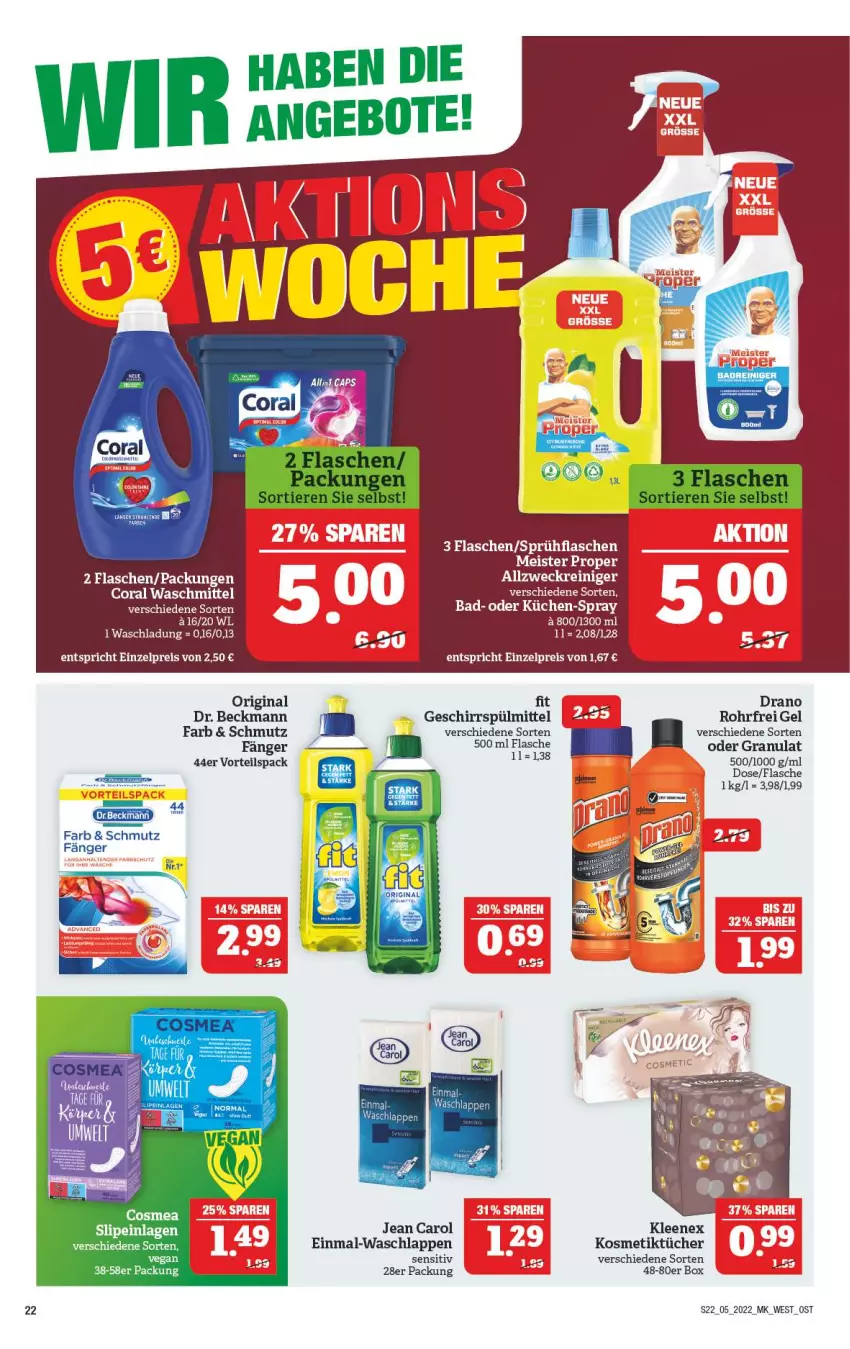 Aktueller Prospekt Marktkauf - Prospekt - von 30.01 bis 05.02.2022 - strona 26 - produkty: allzweckreiniger, Bad, Coral, Dr. Beckmann, eis, flasche, geschirr, geschirrspülmittel, gin, Jean Carol, kosmetik, Kosmetiktücher, küche, Küchen, reiniger, reis, slip, slipeinlagen, sprühflasche, spülmittel, Ti, tücher, waschlappen, waschmittel, weck