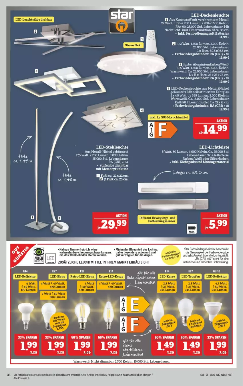 Aktueller Prospekt Marktkauf - Prospekt - von 30.01 bis 05.02.2022 - strona 40 - produkty: auer, batterie, bürste, decke, deckenleuchte, eis, ente, led-deckenleuchte, led-licht, led-stehleuchte, Leuchte, leuchtmittel, mumm, Nachtlicht, reis, Ria, stehleuchte, Ti, timer