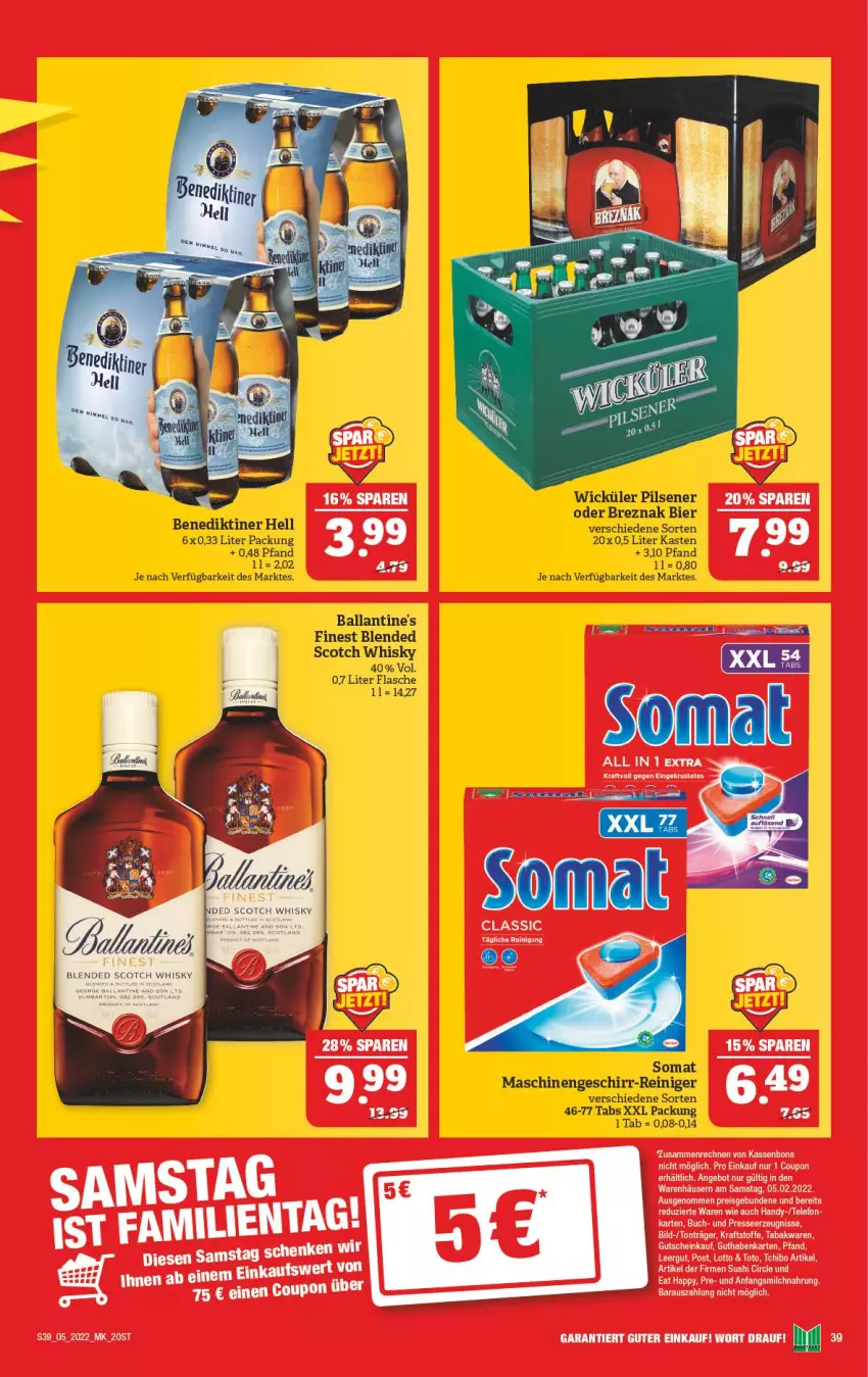 Aktueller Prospekt Marktkauf - Prospekt - von 30.01 bis 05.02.2022 - strona 43 - produkty: ball, Ballantine's, Benediktiner, bier, blended scotch, blended scotch whisky, buch, coupon, eis, flasche, geschirr, guthabenkarte, gutschein, Handy, kraft, milch, pils, pilsener, reiniger, Reinigung, reis, scotch, scotch whisky, somat, tee, telefon, Ti, whisky, WICK