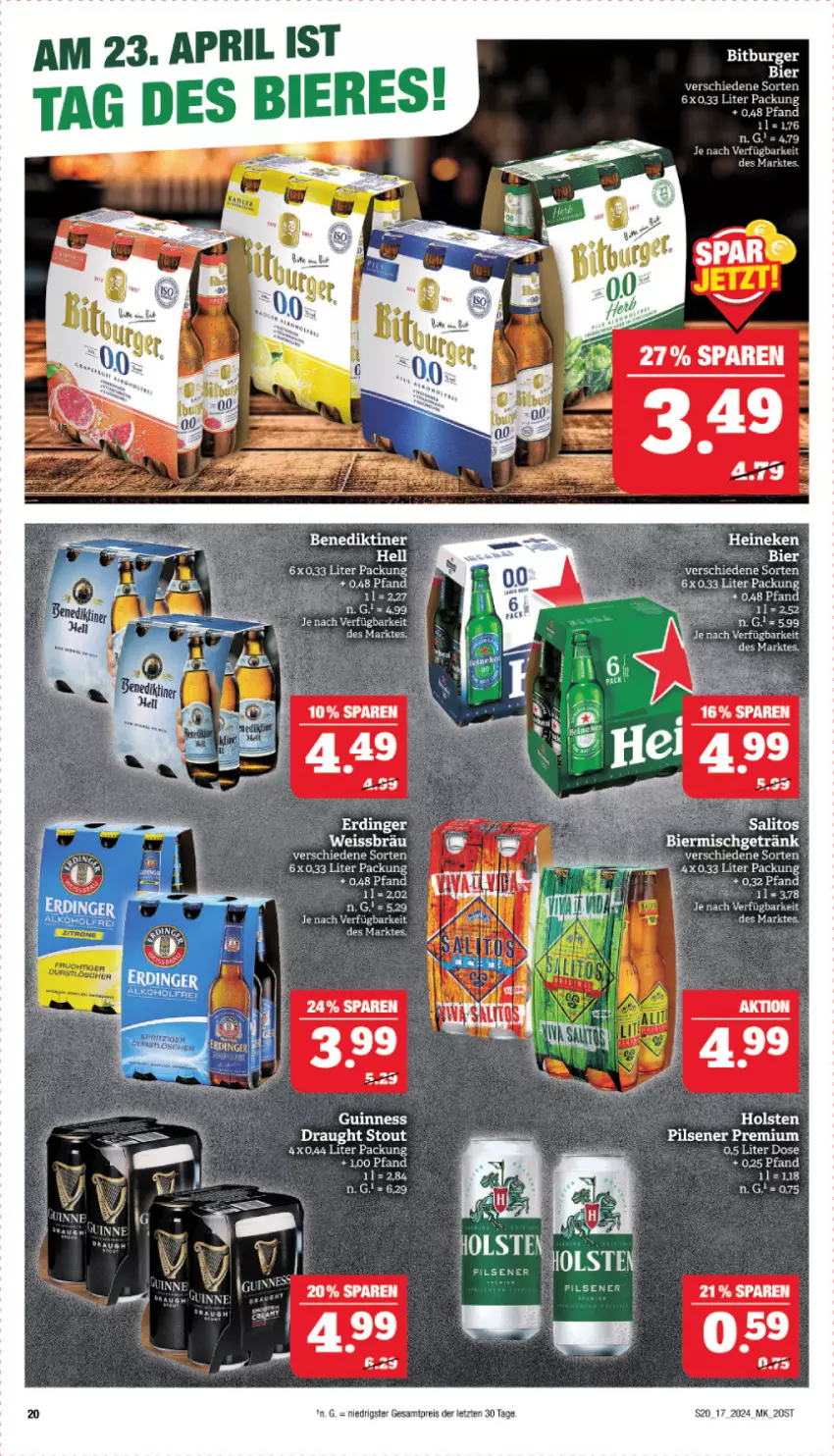 Aktueller Prospekt Marktkauf - Prospekt - von 21.04 bis 27.04.2024 - strona 22 - produkty: Benediktiner, bier, eis, elle, Guinness, Hefe, holsten, holsten pilsener, pils, pilsener, reis, Ti, ZTE