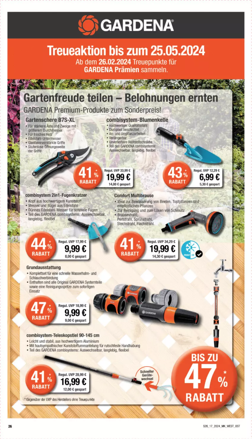 Aktueller Prospekt Marktkauf - Prospekt - von 21.04 bis 27.04.2024 - strona 28 - produkty: blume, blumen, brause, bügel, edelstahl, eis, elle, gardena, Garten, Gartenschere, gin, gsw, Heu, Holz, lachs, Mantel, messer, pflanze, pflanzen, Reinigung, reis, Schere, schlauch, Teleskop, teleskopstiel, teller, Ti, topf, wasser