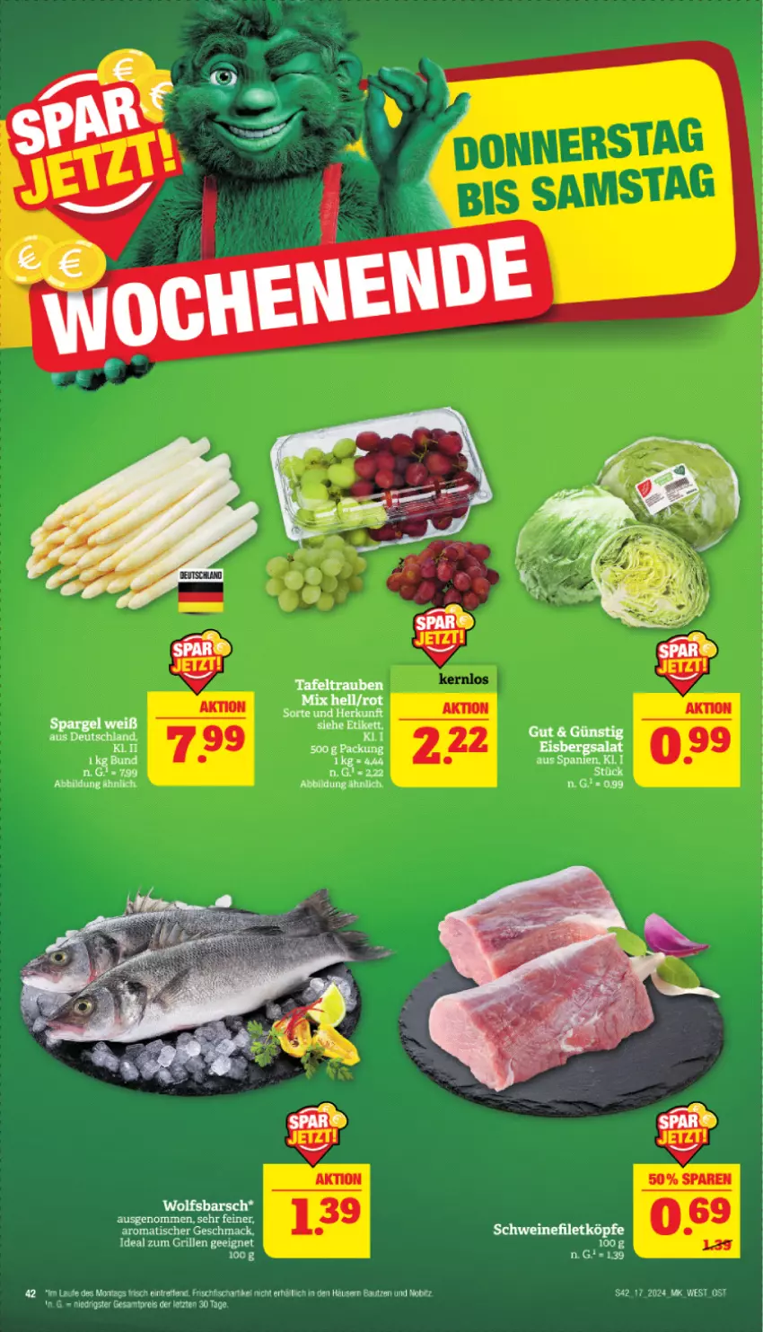 Aktueller Prospekt Marktkauf - Prospekt - von 21.04 bis 27.04.2024 - strona 44 - produkty: Bau, eier, eis, fisch, frischfisch, grill, ideal zum grillen, mac, tafeltrauben, Ti, tisch, trauben