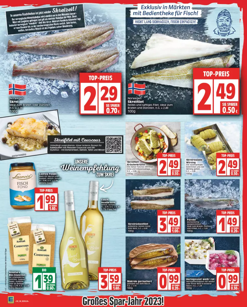 Aktueller Prospekt Edeka - Angebote der Woche - von 20.02 bis 25.02.2023 - strona 8 - produkty: beutel, bier, Biere, bio, braten, bree, Cous Cous, couscous, fenchel, filet, fisch, flasche, gin, grill, hering, Herings, ideal zum braten, kabeljaufilet, kräuter, Makrele, marinade, mit pistazien, natur, natura, pistazien, Rauch, rel, rezept, ring, rwe, saft, salat, salate, sauce, saucen, senf, suppe, suppen, Ti, Wirsing, zitrone, zitronen, ZTE