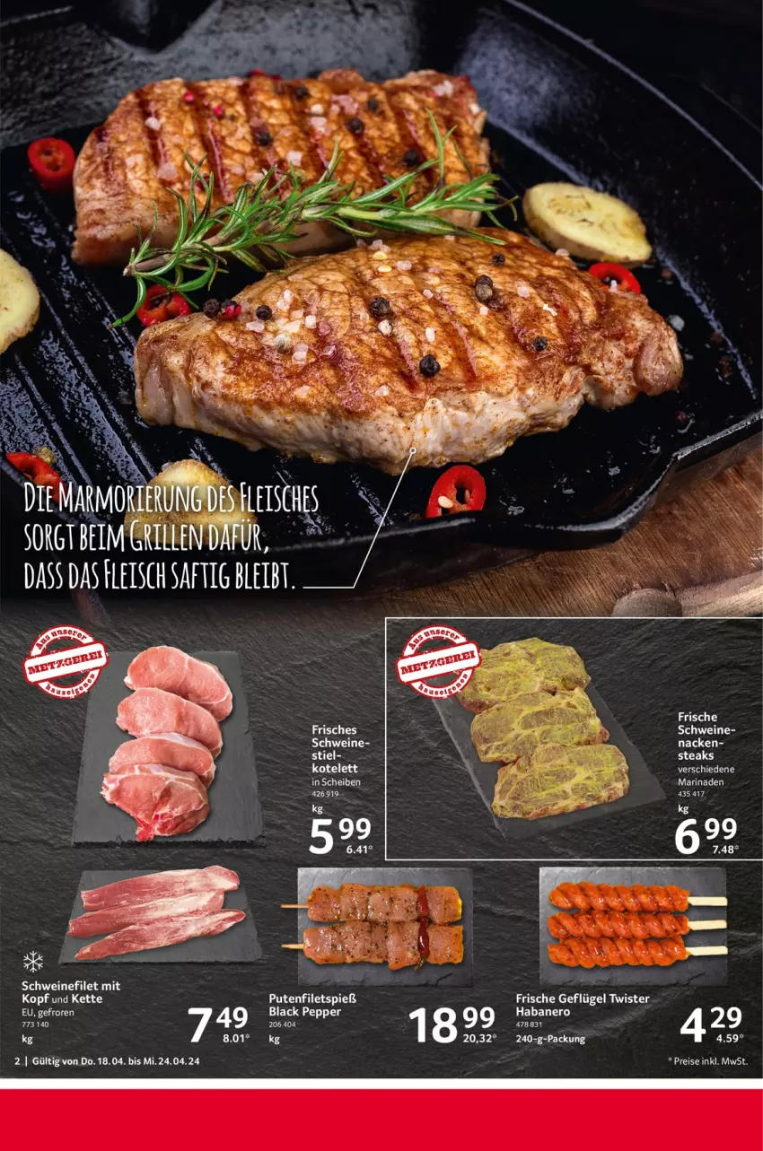 Aktueller Prospekt Selgros - Food - von 18.04 bis 24.04.2024 - strona 2 - produkty: eis, Kette, kotelett, lack, marinade, nero, reis, schwein, schweine, steak, steaks, Ti, tuc, wein, weine