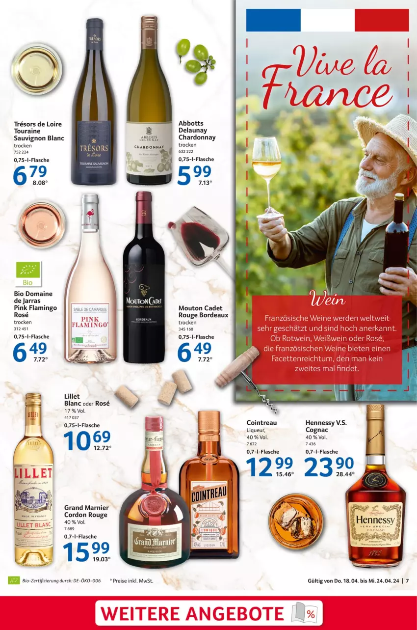 Aktueller Prospekt Selgros - Food - von 18.04 bis 24.04.2024 - strona 7 - produkty: bio, chardonnay, Cognac, eis, flasche, lillet, liqueur, reis, rouge, sauvignon, sauvignon blanc, Ti, wein