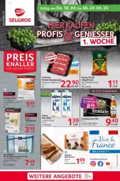 Gazetka promocyjna Selgros - Food - Gazetka - ważna od 24.04 do 24.04.2024 - strona 1 - produkty: alpro, beutel, bier, Biere, chips, chipsfrisch, flasche, funny-frisch, garnelen, hollandaise, krombache, krombacher, krombacher pils, lack, LG, mw-flasche, pils, pommes, Pommes Frites, Popp, rind, rinder, rum, rumpsteak, sauce, sauce hollandaise, Schal, Schale, steak, Ti