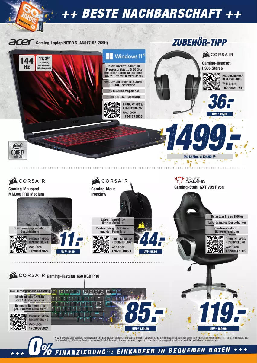 Aktueller Prospekt Expert Aurich - Prospekte - von 17.03 bis 23.03.2022 - strona 12 - produkty: beleuchtung, bürste, celeron, festplatte, gaming-headset, geforce, HDD, Headset, Intel, Laptop, latte, Maus, nvidia, Pentium, rtx, Schal, Software, ssd, stuhl, Tastatur, Ti, wasser, Yo, ZTE