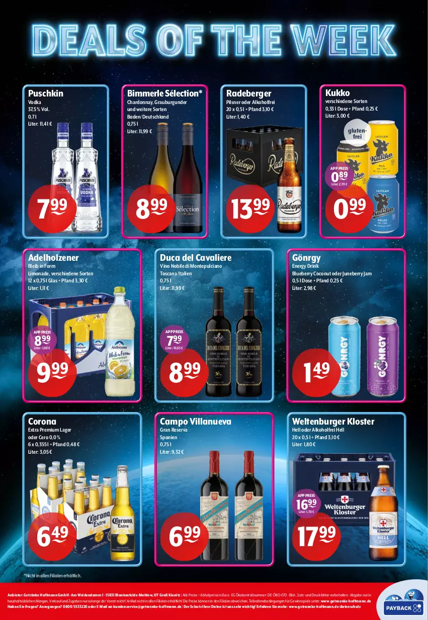 Aktueller Prospekt Getraenke Hoffmann - Prospekte - von 24.11 bis 06.12.2025 - strona 8 - produkty: abholpreise, adelholzener, alkohol, Bad, Berger, blueberry, burger, burgunder, Cava, chardonnay, coconut, corona, corona extra, drink, eis, energy drink, getränk, getränke, gewinnspiel, grauburgunder, Holz, limo, limonade, merl, monte, Montepulciano, pils, pilsner, puschkin vodka, radeberger, reis, Spiele, Ti, vodka