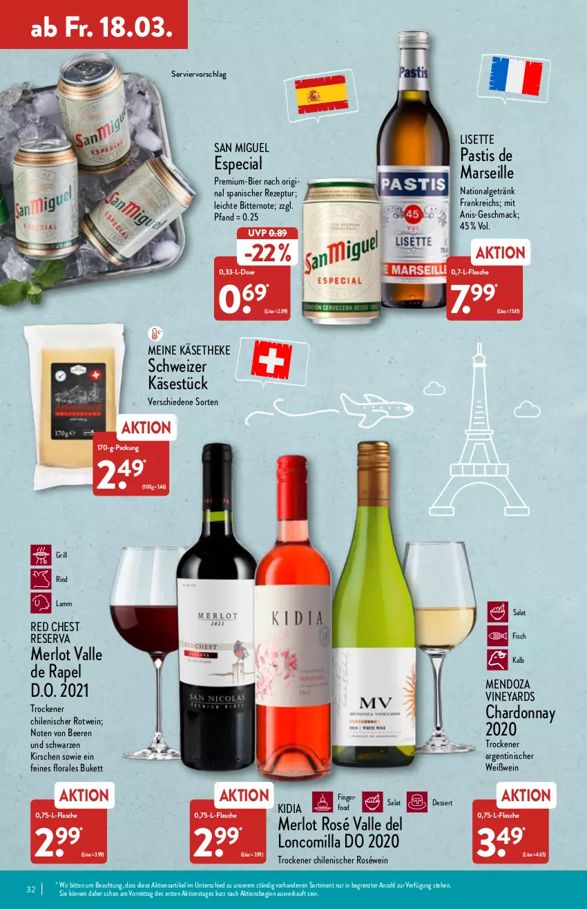 Aktueller Prospekt Aldi Nord - Aldi-Vorschau - von 14.03 bis 19.03.2022 - strona 32 - produkty: asti, beere, beeren, bier, chardonnay, dessert, fisch, flasche, getränk, gin, grill, Käse, käsetheke, kirsch, kirsche, kirschen, lamm, LG, mac, mars, merl, merlot, rezept, rind, roséwein, rotwein, salat, Ti, wein, Weißwein, ZTE