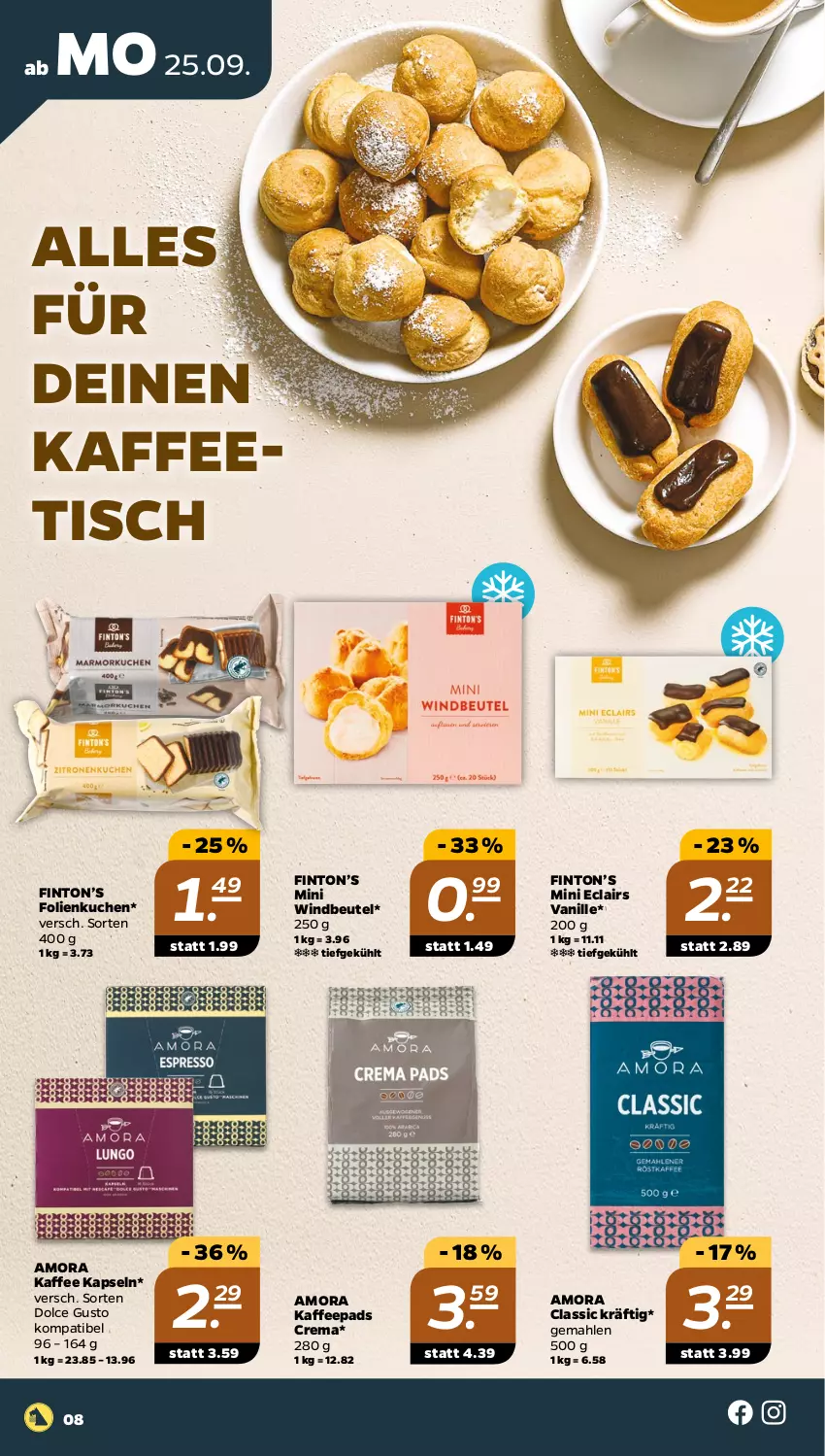 Aktueller Prospekt Netto - Woche 39 - von 25.09 bis 30.09.2023 - strona 8 - produkty: beutel, dolce gusto, kaffee, kaffeepads, kuchen, Ti, tisch, vanille, Windbeutel