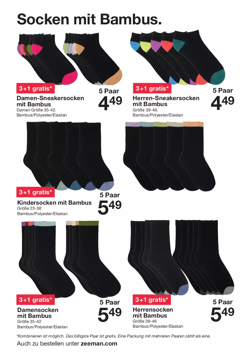 Aktueller Prospekt Zeeman - Prospekte - von 13.01 bis 19.01.2024 - strona 10 - produkty: bambus, damen-sneaker, elle, herren-sneaker, Herrensocken, Kinder, sneaker, sneakersocken, socken, Ti