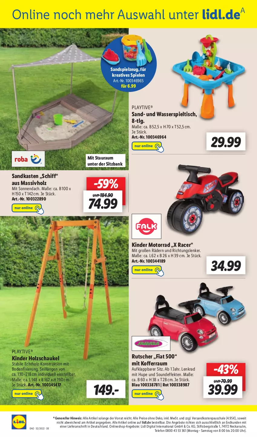 Aktueller Prospekt Lidl - Wochen-Highlights im Onlineshop - von 08.08 bis 14.08.2022 - strona 4 - produkty: acer, angebot, angebote, Bank, eis, elle, Holz, Kinder, koffer, LG, massivholz, ndk, reis, rel, Sandkasten, Sandspielzeug, Schal, Schale, Schaukel, sitzbank, Spiele, Spieltisch, spielzeug, telefon, Ti, tisch, uhr, wasser