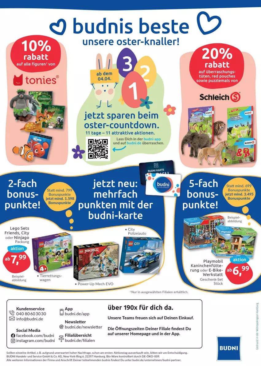 Aktueller Prospekt Budni - Prospekte - von 04.04 bis 09.04.2022 - strona 12 - produkty: auto, bio, E-Bike, eis, LEGO Set, ninjago, Omep, oxo, playmobil, ring, Schleich, Ti, trolli, Yo