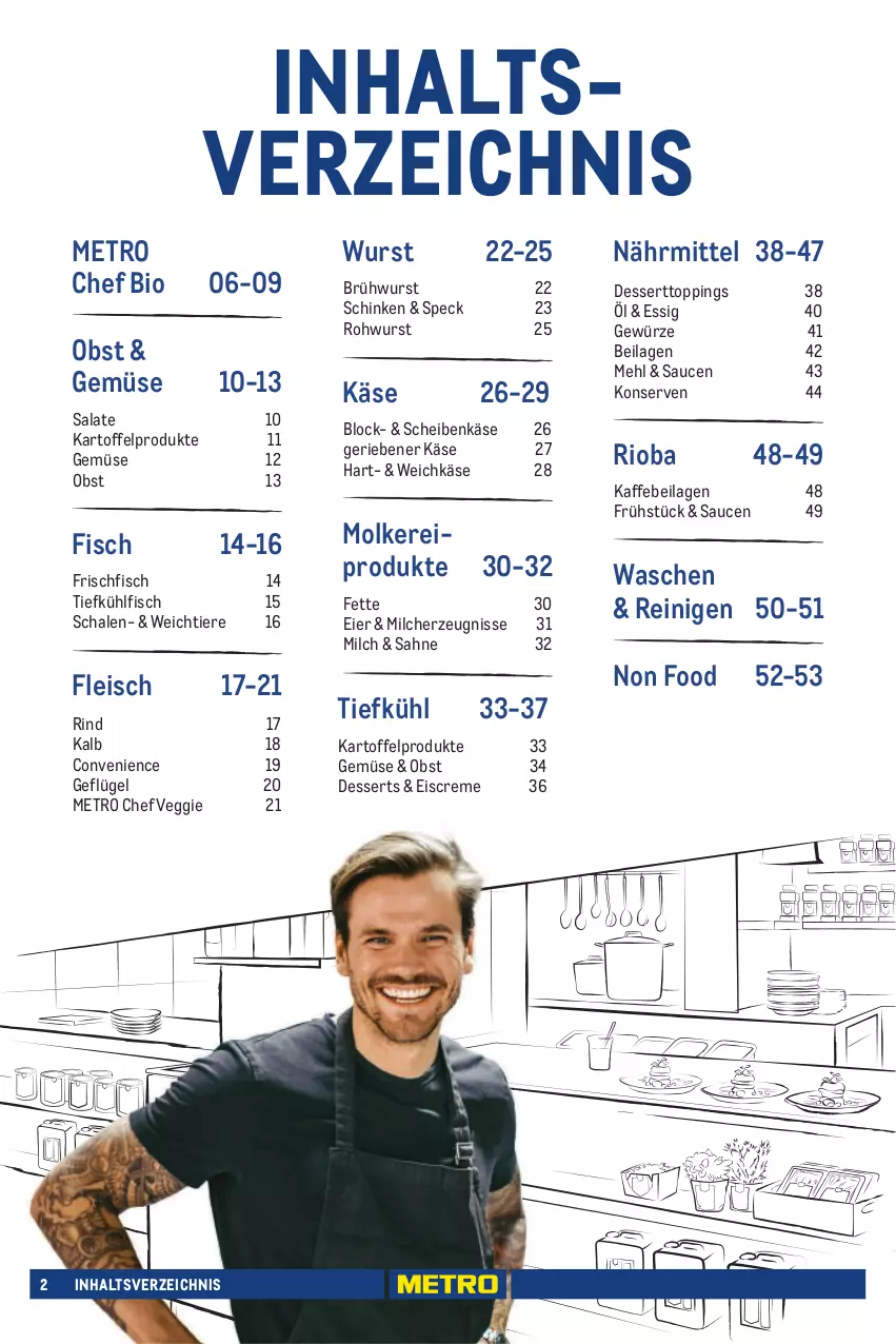 Aktueller Prospekt Metro - Eigenmarkensortiment - von 01.01.2023 bis 18.09.2024 - strona 2 - produkty: bio, Brühwurst, creme, dessert, desserts, eier, eis, eiscreme, essig, fisch, fleisch, frischfisch, Geflügel, gewürz, ilag, kartoffel, Käse, Konserven, mehl, Metro, milch, molkereiprodukte, obst, rind, rioba, Rohwurst, sahne, salat, salate, sauce, saucen, Schal, Schale, schinken, Speck, Ti, Tiere, veggie, weichkäse, wurst