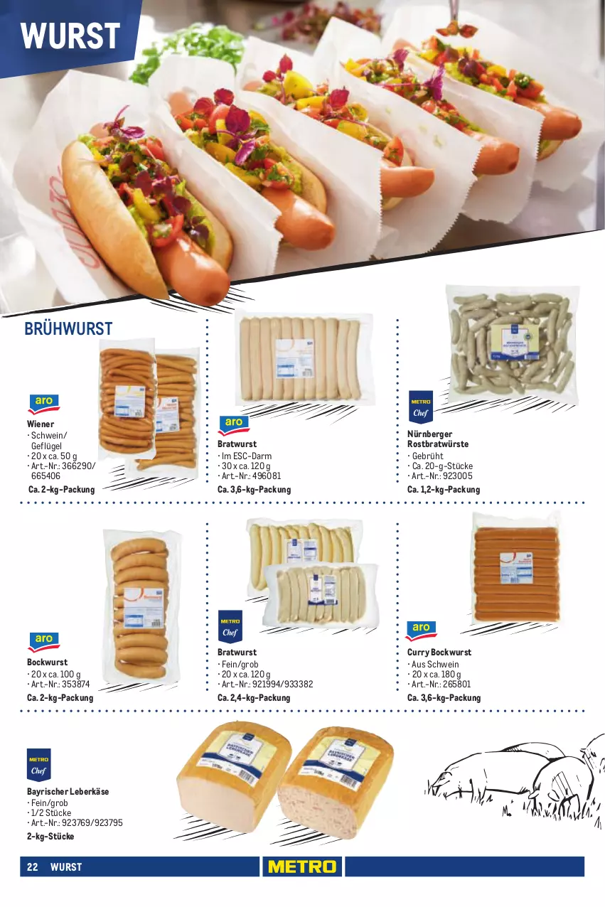 Aktueller Prospekt Metro - Eigenmarkensortiment - von 01.01.2023 bis 18.09.2024 - strona 22 - produkty: Berger, bockwurst, bratwurst, Brühwurst, curry, Geflügel, Käse, leberkäs, leberkäse, nürnberger, schwein, wein, wiener, wurst