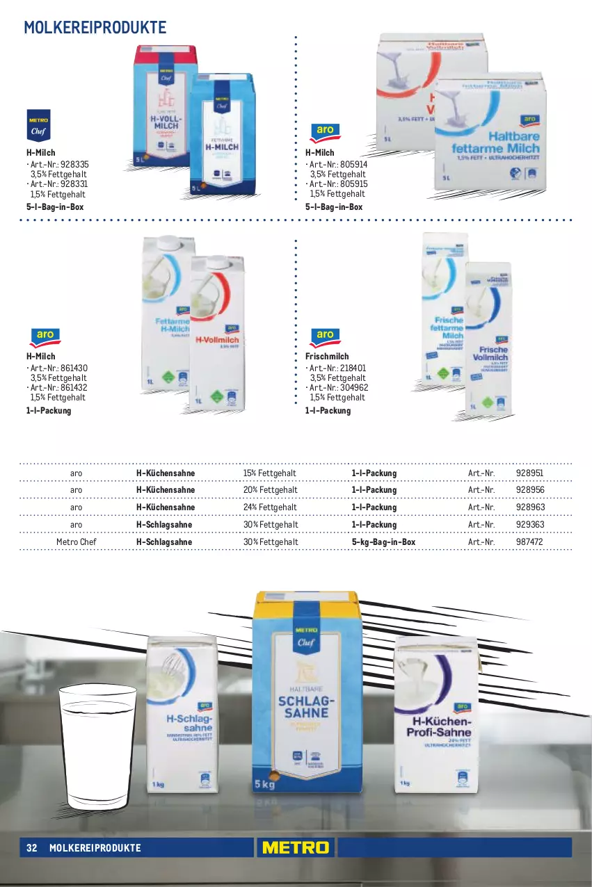 Aktueller Prospekt Metro - Eigenmarkensortiment - von 01.01.2023 bis 18.09.2024 - strona 32 - produkty: bag-in-box, küche, Küchen, Küchensahne, Metro, milch, molkereiprodukte, sahne, schlagsahne