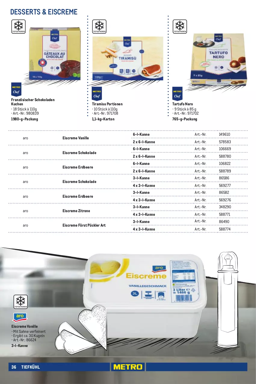 Aktueller Prospekt Metro - Eigenmarkensortiment - von 01.01.2023 bis 18.09.2024 - strona 36 - produkty: beere, creme, dessert, desserts, eis, eiscreme, erdbeere, kuchen, Kugel, nero, sahne, schoko, schokolade, schokoladen, Tartufo, Ti, tiramisu, vanille, zitrone