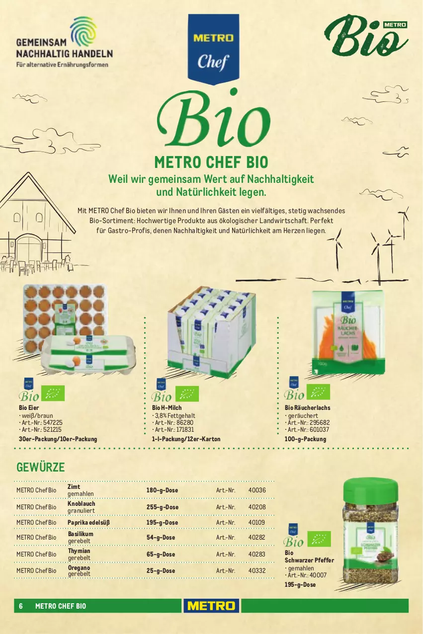 Aktueller Prospekt Metro - Eigenmarkensortiment - von 01.01.2023 bis 18.09.2024 - strona 6 - produkty: basilikum, bio, braun, eier, gewürz, knoblauch, lachs, Liege, Metro, milch, paprika, pfeffer, Räucherlachs, Ti