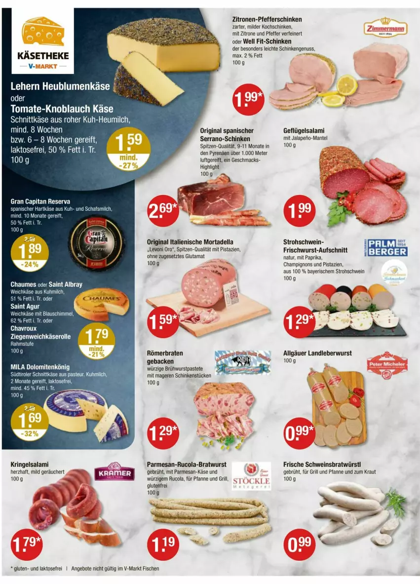 Aktueller Prospekt Vmarkt - Prospekte - von 31.07 bis 06.08.2025 - strona 2 - produkty: albray, angebot, angebote, aufschnitt, braten, bratwurst, Brühwurst, Cap, champignon, champignons, chaumes, chavroux, cola, dell, fisch, fische, frischwurst-aufschnitt, für grill und pfanne, geback, Geflügel, gin, grill, grill und pfanne, hartkäse, Heu, heumilch, Käse, käsetheke, knoblauch, kochschinken, Kraut, landleberwurst, leberwurst, LG, mac, Mantel, milch, mit paprika, mit pistazien, mortadella, natur, nuss, paprika, pastete, pfanne, pfeffer, pistazien, resa, ring, rucola, Saint Agur, saint albray, salami, schinken, schnittkäse, schwein, serrano, südtiroler, Ti, tomate, und pfanne, weichkäse, wein, wurst, zitrone, zitronen, ZTE